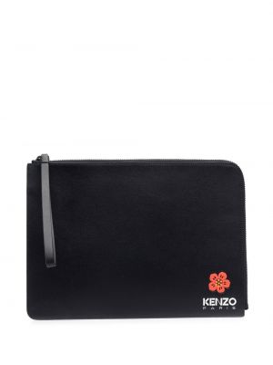 Kožená listová kabelka s potlačou Kenzo čierna