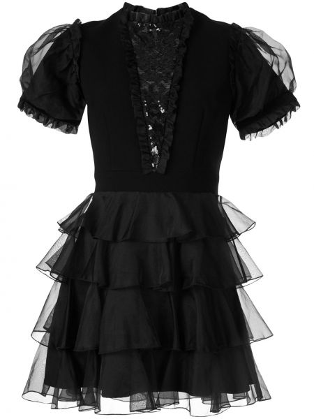 Koktejlové šaty s volány Macgraw černé