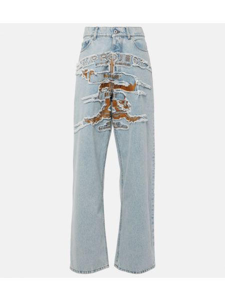 High waist jeans mit stickerei ausgestellt Y/project blau