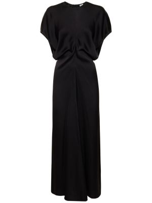 Satynowa sukienka midi Toteme czarna