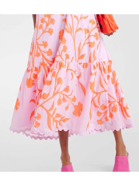 Rochie midi din bumbac cu model floral Juliet Dunn roz