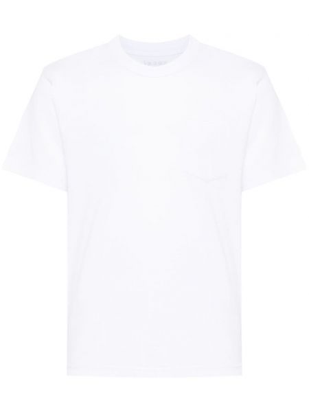 T-shirt avec imprimé slogan en coton à imprimé Sacai blanc