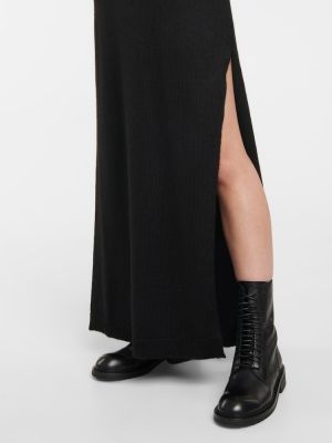 Kašmírové vlněné dlouhé šaty z alpaky Ann Demeulemeester černé