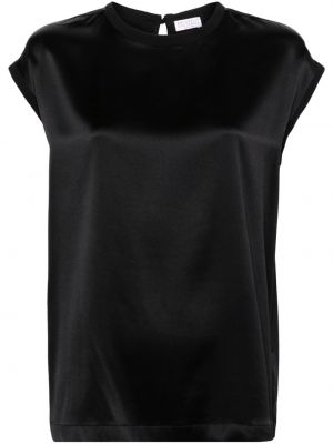 Сатенена блуза с мъниста Brunello Cucinelli черно
