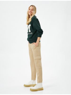 Bavlněné cargo kalhoty s knoflíky s kapsami Koton