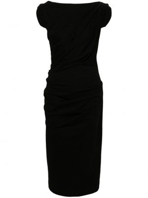 Midi haljina od jersey s draperijom Dries Van Noten crna