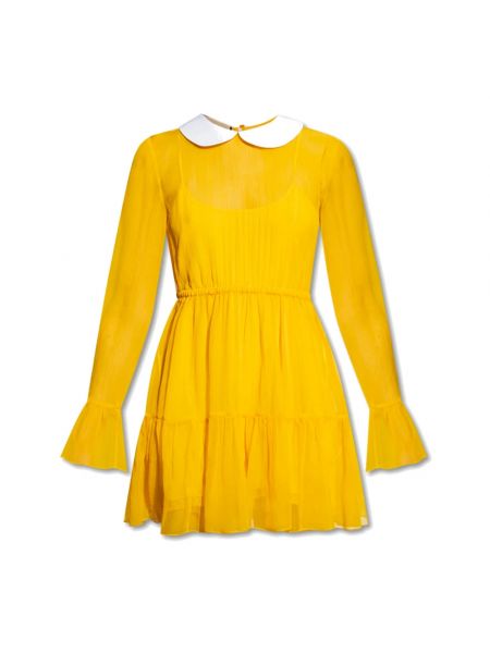 Jedwabna sukienka mini szyfonowa Gucci żółta