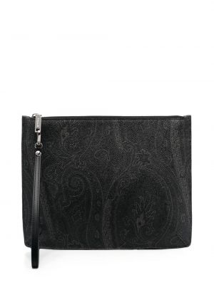 Paisley trykt lær clutch Etro svart