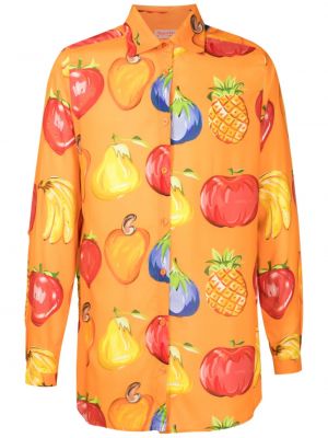 Košeľa s potlačou Amir Slama oranžová