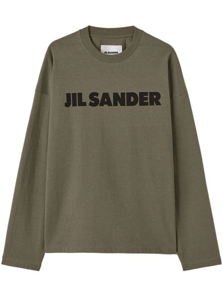 Βαμβακερή μπλούζα με σχέδιο Jil Sander πράσινο