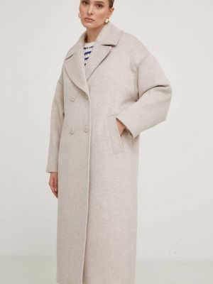 Oversized vlněný kabát Answear Lab béžový
