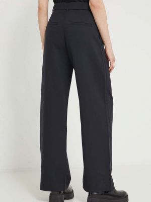 Jednobarevné kalhoty s vysokým pasem Abercrombie & Fitch černé