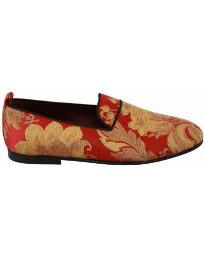 Złote loafers Dolce And Gabbana, czerwony