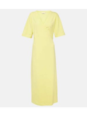 Βαμβακερή μίντι φόρεμα Max Mara κίτρινο