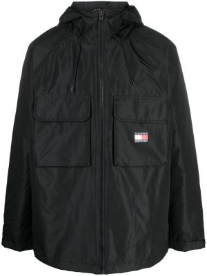 Džínová bunda s kapucí Tommy Jeans černá