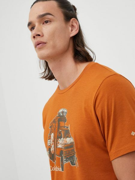 Тениска с дълъг ръкав с принт Columbia оранжево