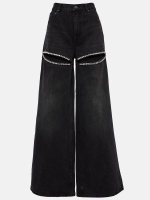 Jeans baggy con cristalli Area nero