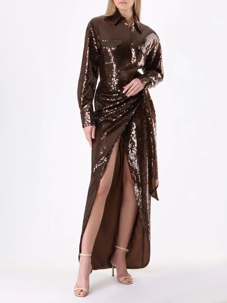 Вечернее платье с пайетками David Koma коричневое