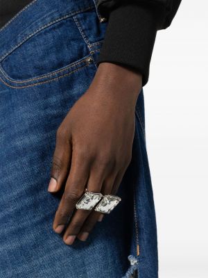 Křišťálový chunky prsten Moschino stříbrný