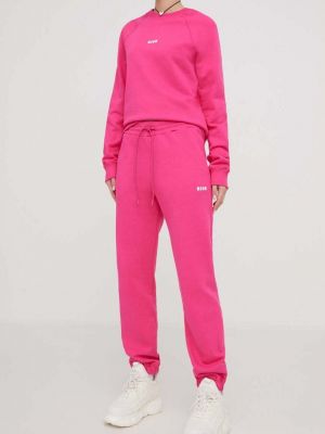 Однотонні бавовняні спортивні штани Msgm рожеві