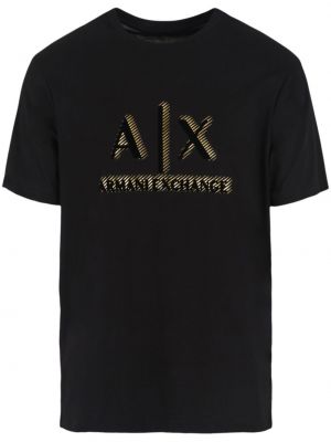 T-shirt en coton avec applique Armani Exchange noir