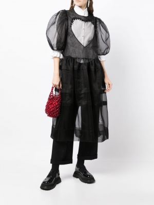 Černé průsvitné šaty se srdcovým vzorem Simone Rocha