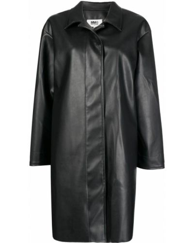 Кожаное пальто Mm6 Maison Margiela, черное