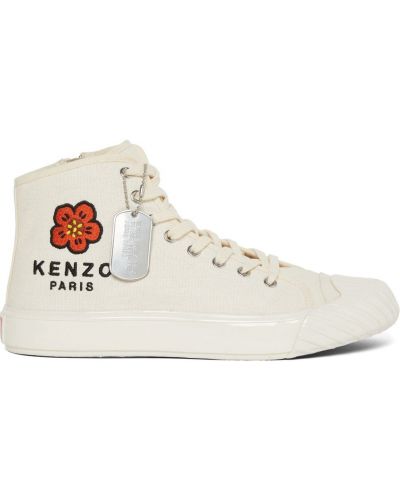 Haftowane sneakersy bawełniane Kenzo Paris białe