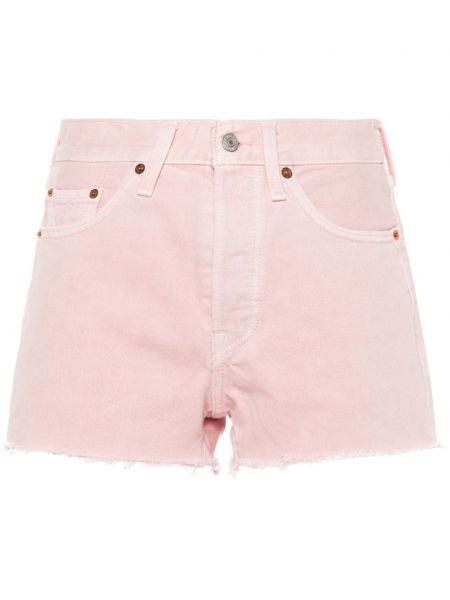 Bavlněné džínové šortky Levi's růžové