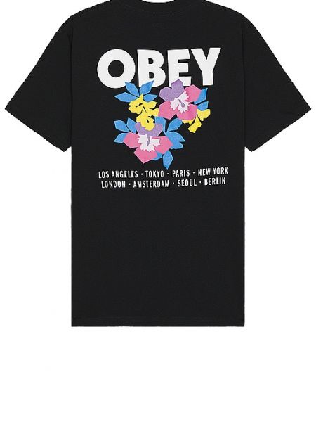 Chemise à fleurs Obey noir