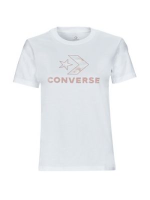 T-shirt a fiori con motivo a stelle Converse bianco
