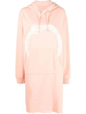 Šaty s kapucí s potiskem Mm6 Maison Margiela růžové