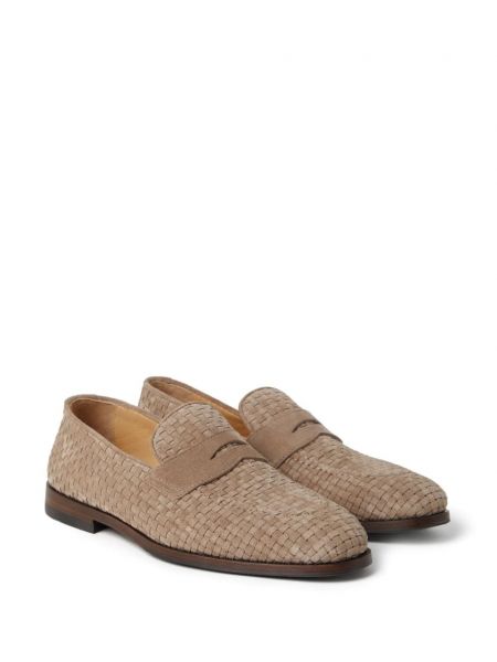 Punutud seemisnahksed loafer-kingad Brunello Cucinelli pruun
