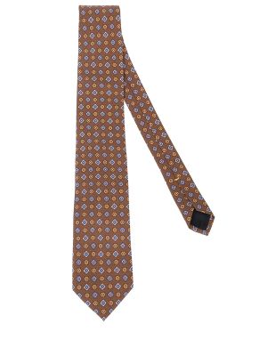 Шелковый галстук с принтом Cesare Attolini коричневый