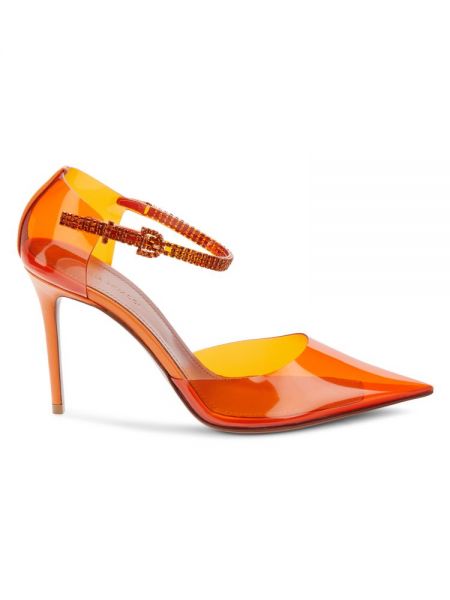 Прозрачные туфли Amina Muaddi оранжевые