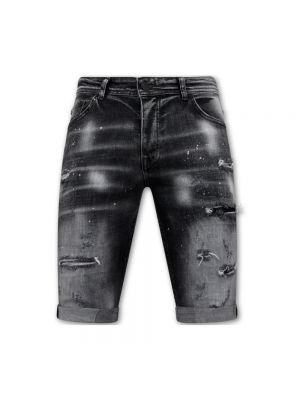 Slim fit distressed jeans shorts Local Fanatic schwarz