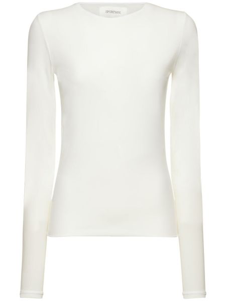 Koszulka z długim rękawem z dżerseju Sportmax biała