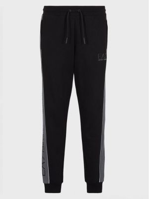 Czarne spodnie sportowe bawełniane Ea7 Emporio Armani