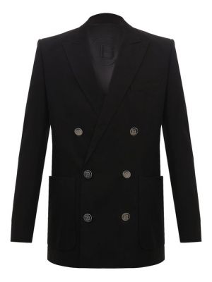 Хлопковый пиджак Balmain черный