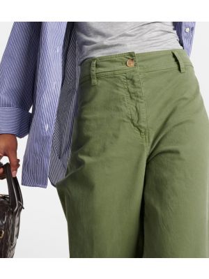 Spodnie z wysoką talią bawełniane relaxed fit Nili Lotan zielone