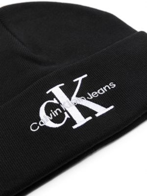 Haftowana czapka bawełniana Calvin Klein Jeans czarna