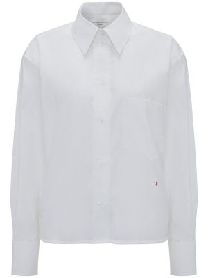 Oversized βαμβακερό πουκάμισο Victoria Beckham λευκό