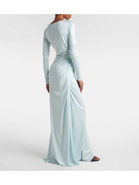 Sukienka długa z dżerseju drapowana Givenchy niebieska
