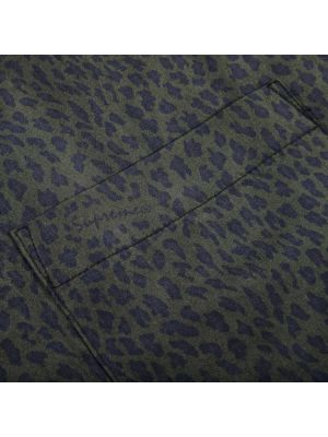 Леопардовая шелковая рубашка Supreme серая