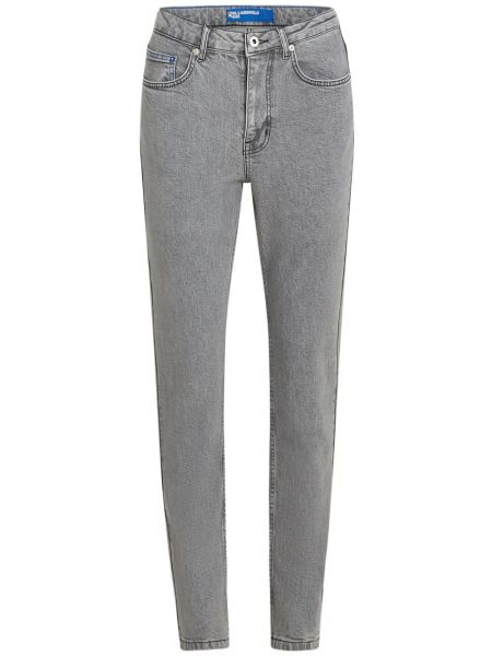 Skinny fit džínsy s vysokým pásom Karl Lagerfeld Jeans sivá