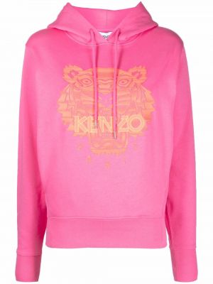 Tigerstripete brodert hettegenser Kenzo rosa