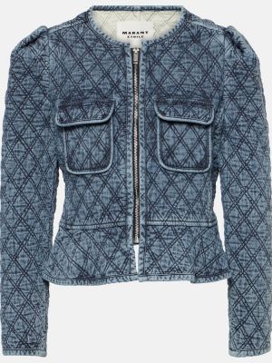Prošivena pamučna traper jakna Marant Etoile plava