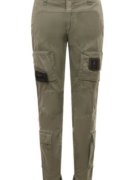 Хлопковые брюки карго Aeronautica Militare хаки