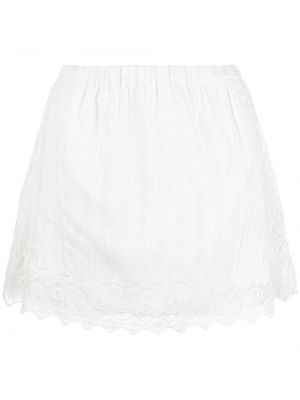 Bavlněné mini sukně s výšivkou Loveshackfancy - bílá