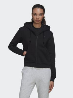 Fleecová mikina s kapucí na zip Adidas černá
